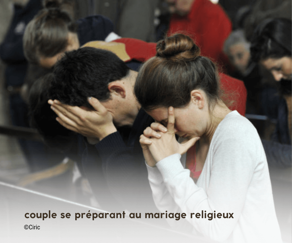 Couple se préparant au mariage religieux