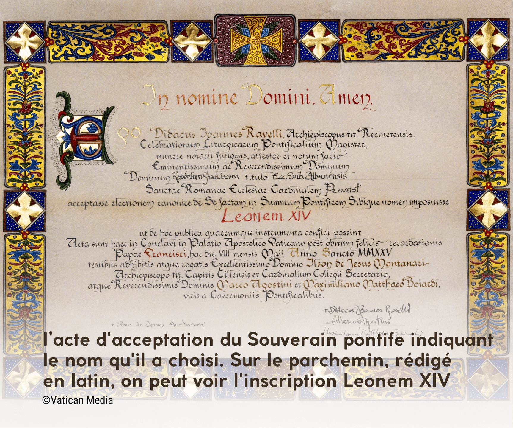 parchemin avec la signature de Léon XIV