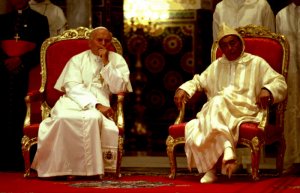 19 août 1985: Rencontre de Jean Paul II avec Hassan II, roi du Maroc et commandeur des croyants à Casablanca, Maroc, Maghreb, Afrique du nord.