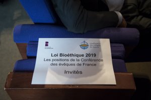 16 septembre 2019 : Bioéthique, les positions de la Conférence des évêques de France (CEF) au Collège des Bernardins. Paris (75), France.