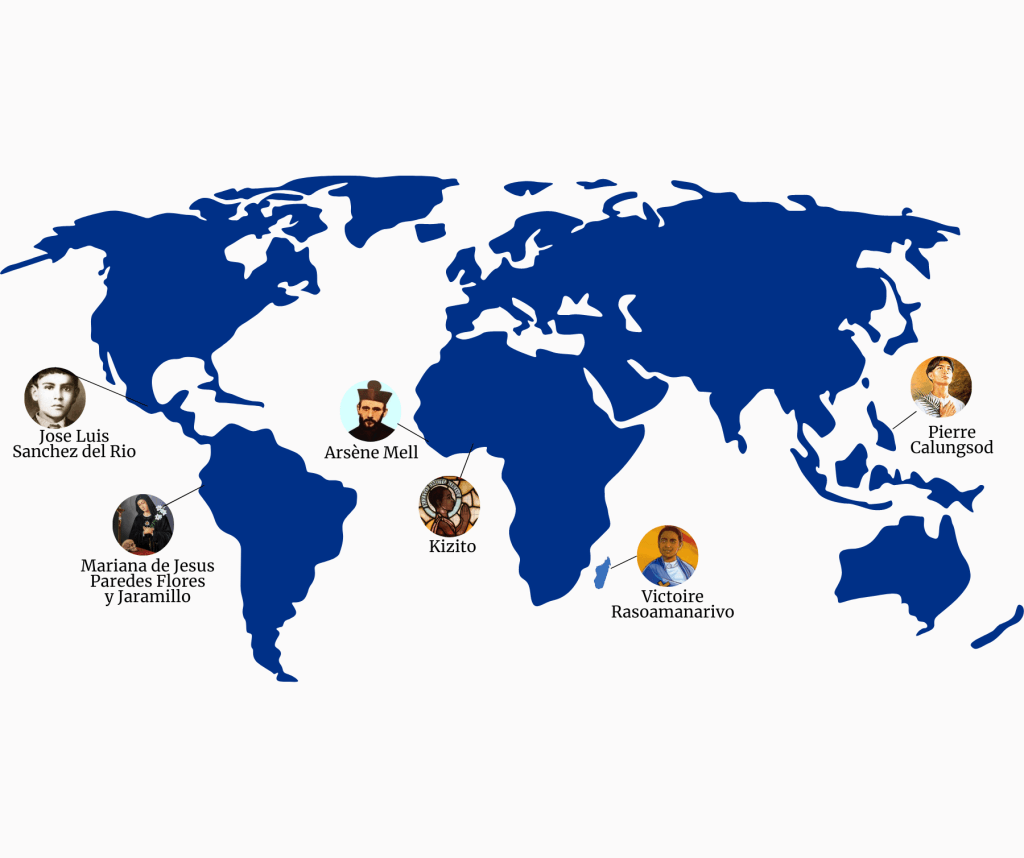 Petit tour du monde des figures de sainteté vénérées dans six de ces pays.