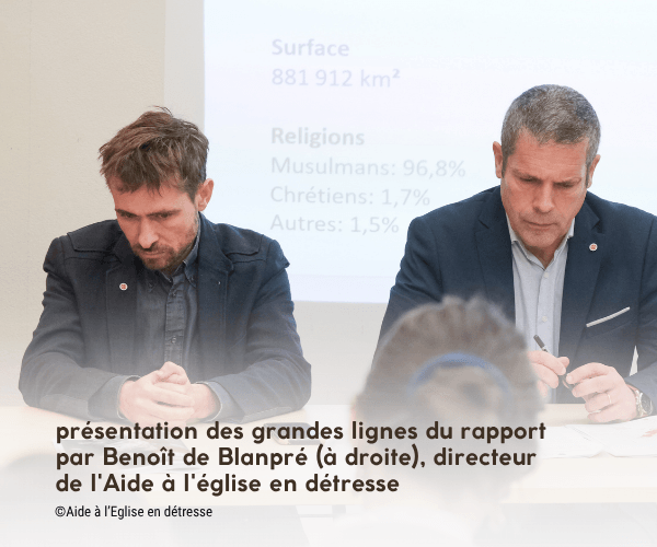 Benoit de Blanpré, directeur de l'AED en conférence de presse, octobre 2026 conférence de presse de l'Aide à l'Eglise en détresse, octobre 2026