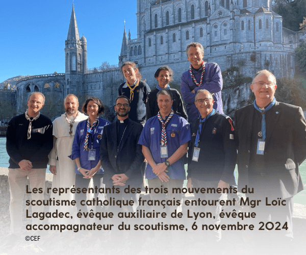 Les représentants des trois mouvements du scoutisme catholique français sont venus à l'Assemblée plénière de Lourdes en novembre 2024