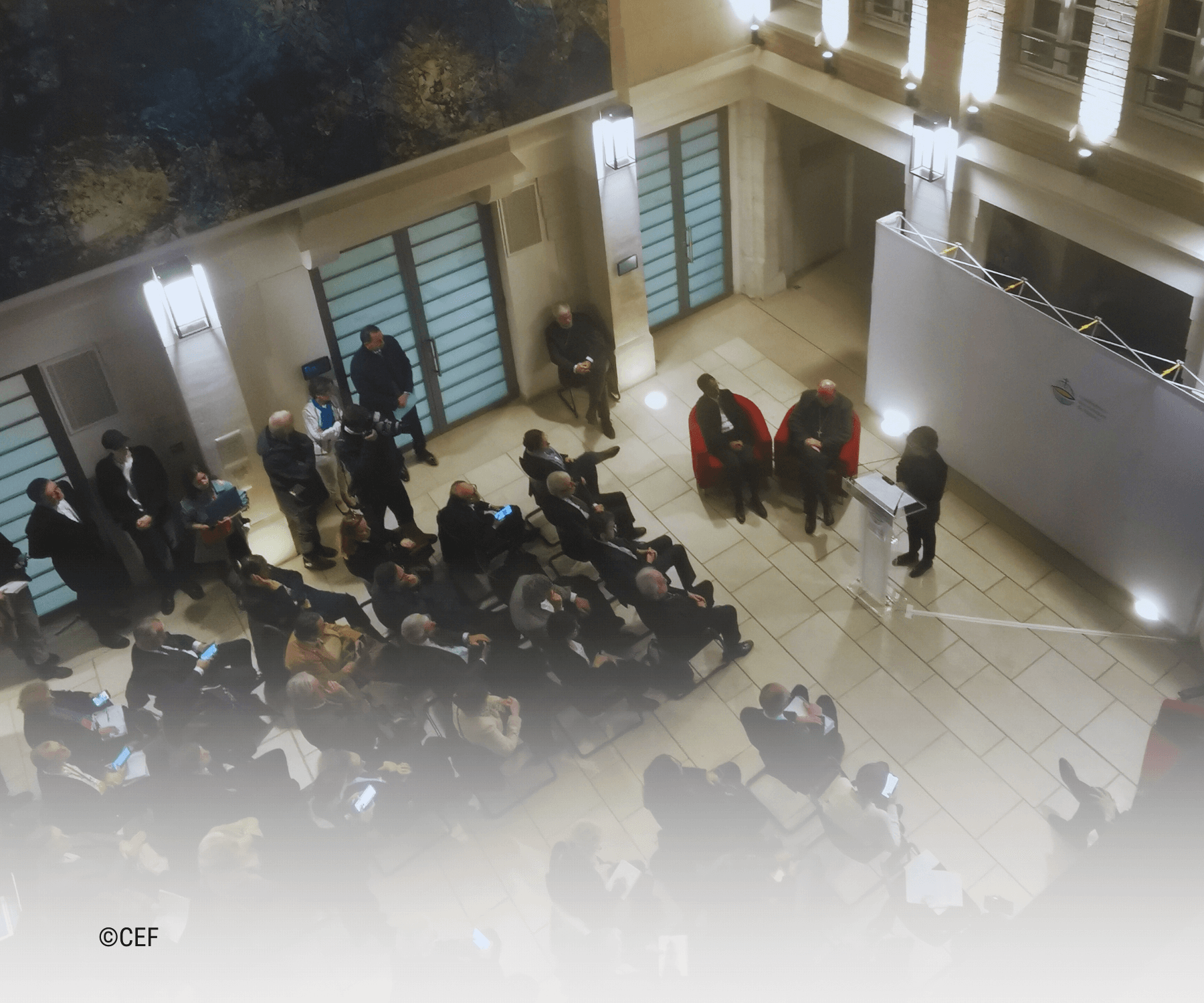 Vue de l'atrium avec Mme Rachida Dati, Ministre de la culture pour les EGPR