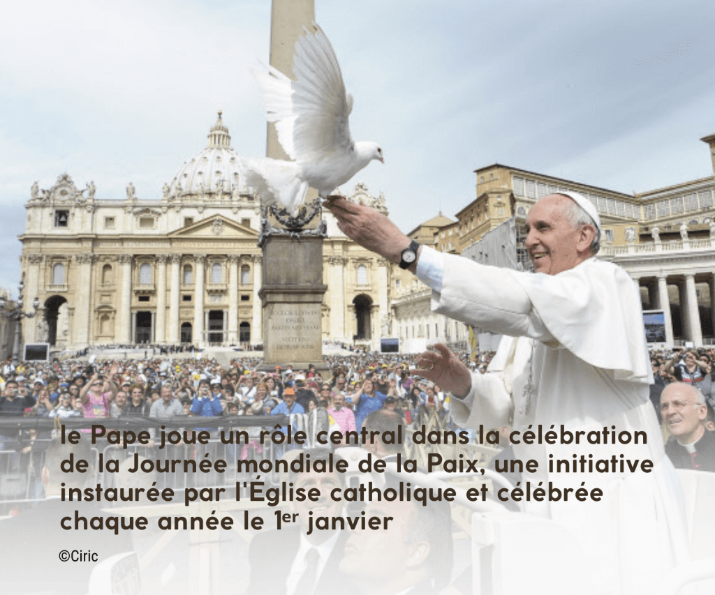 image du Pape avec une colombe symbolisant la paix