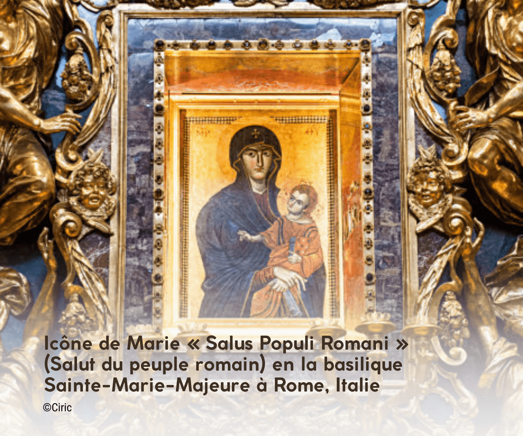 cône de Marie « Salus Populi Romani » (Salut du peuple romain) en la basilique Sainte-Marie-Majeure à Rome, Italie