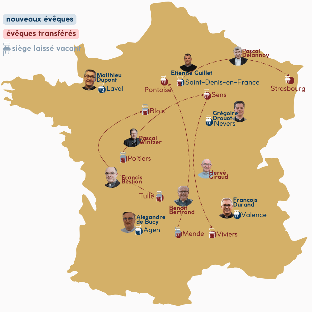 nominations et transferts d'évêques en 2024