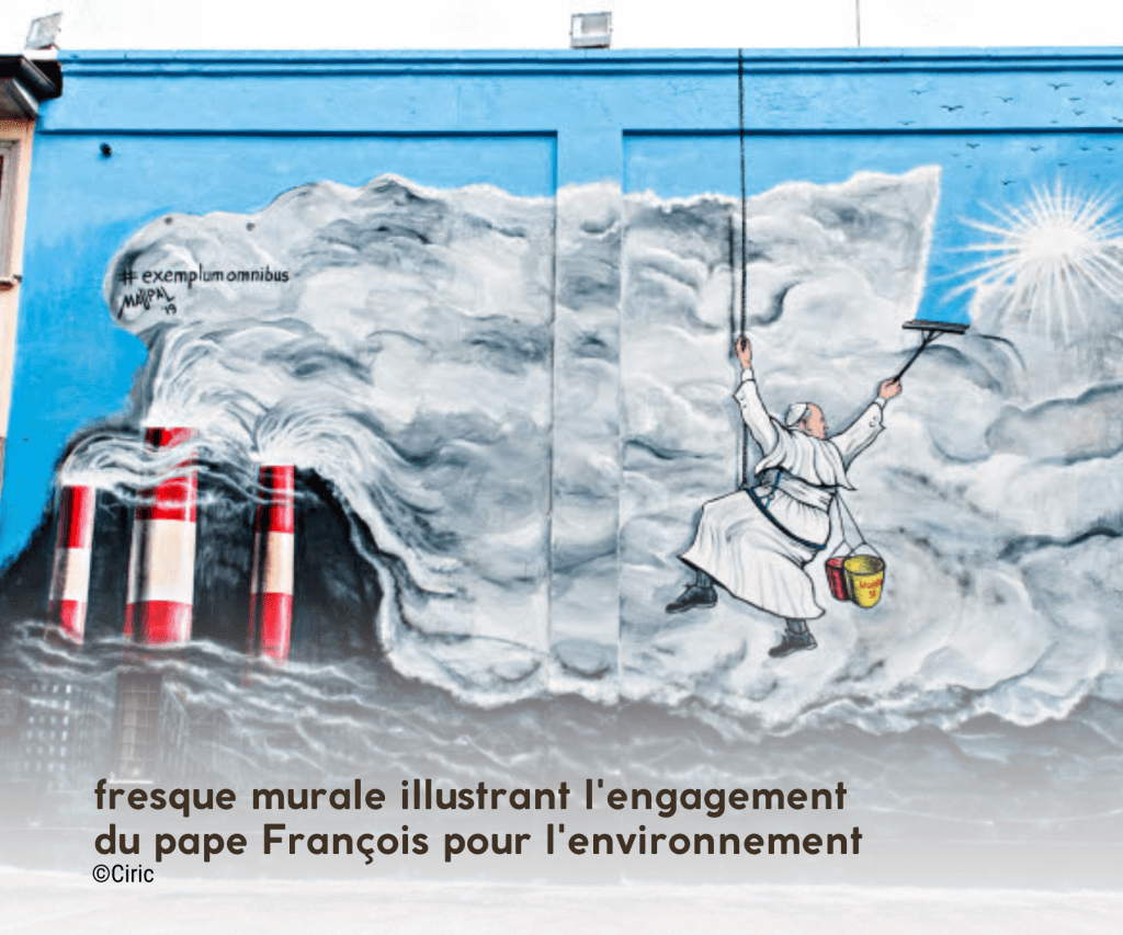 fresque murale représentant le Pape