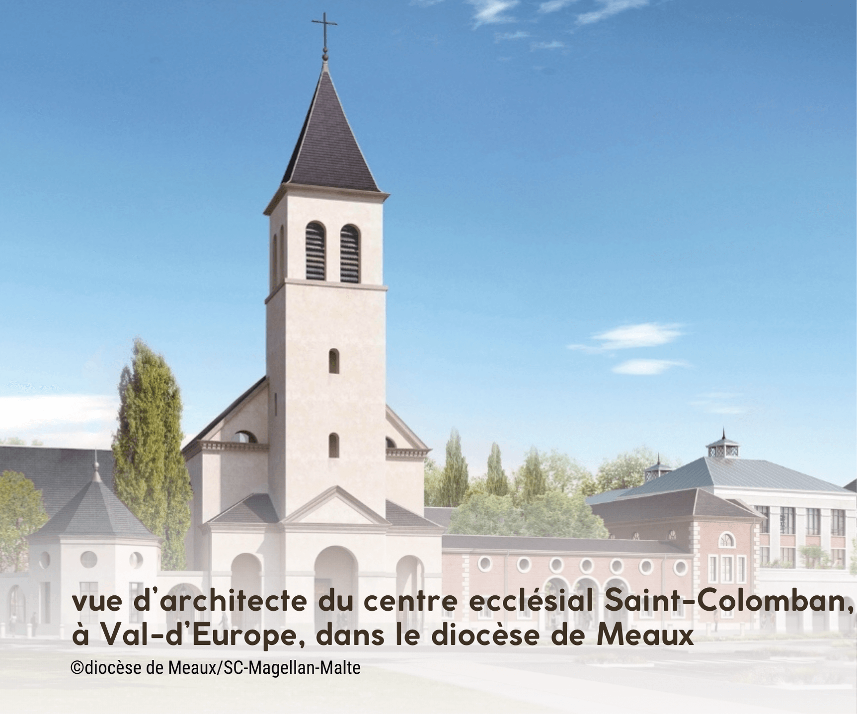 vue d'architecte du centre ecclesial Saint Colomban