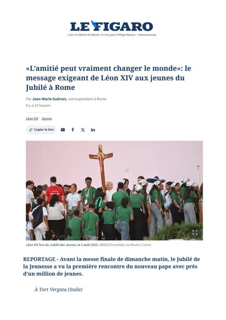 le figaro -revue de presse Jubilé des jeunes