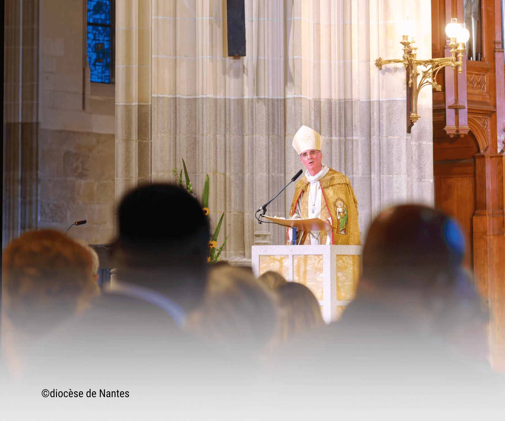 réouverture de la cathédrale de Nantes : Mgr Percerou, évêque de Nantes Mgr Percerou, évêque de Nantes lors de la réouverture de la cathédrale