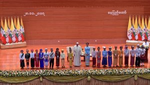 28 novembre 2017 Voyage apostolique du pape François en Birmanie. Le pape et AUNG SAN SUU KYI.